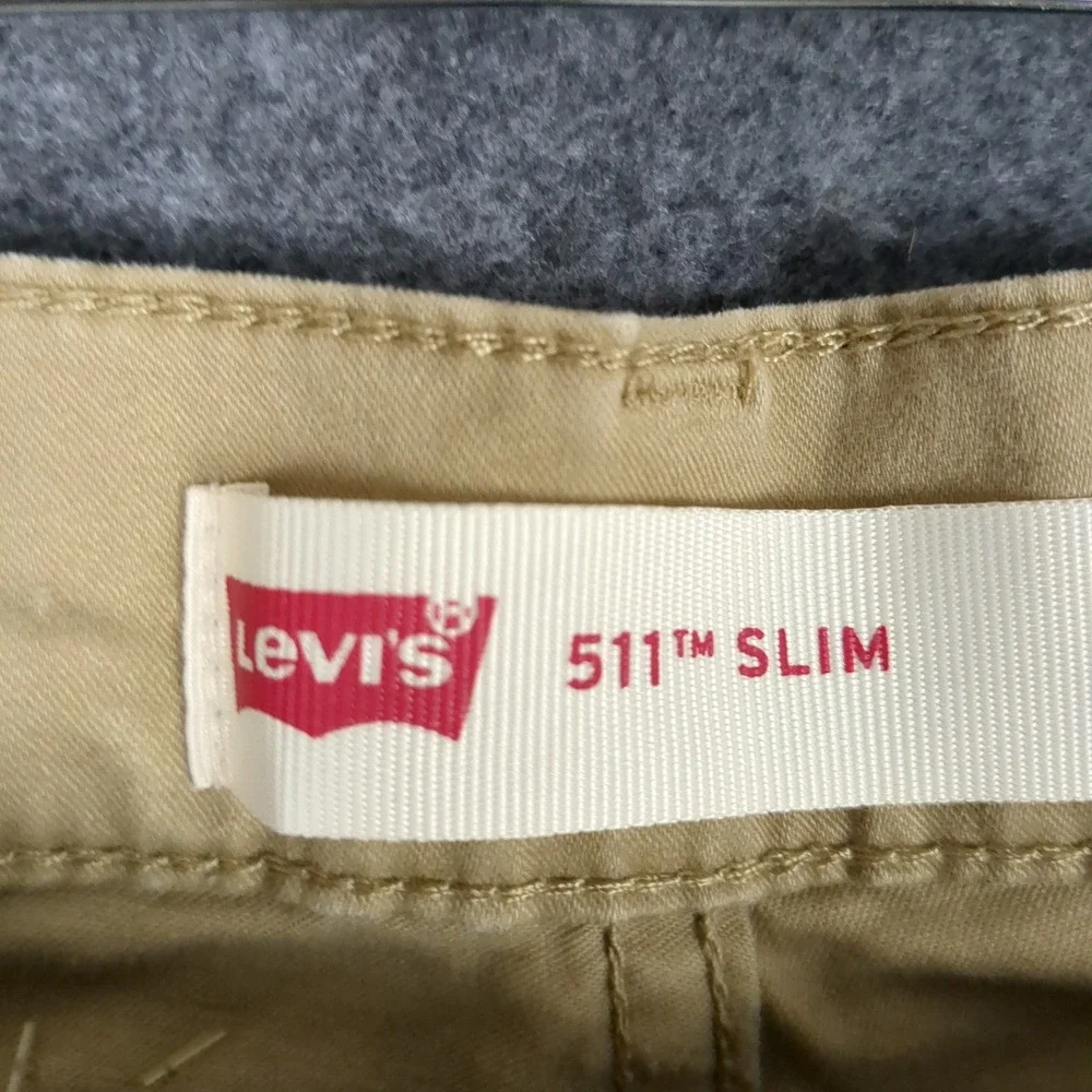 Levis 511 Slim Khaki Tan Chino Pants Boys Size 16 Reg W28 L28 Stretch‎ Cotton